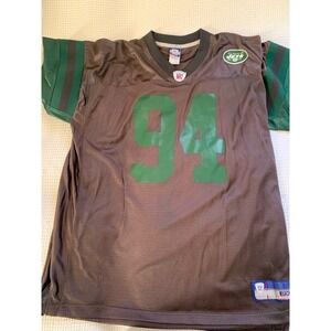 Vintage 2000's Reebok John‎ Abraham 94 New York Jets NFL Jersey Brown Green 2XL